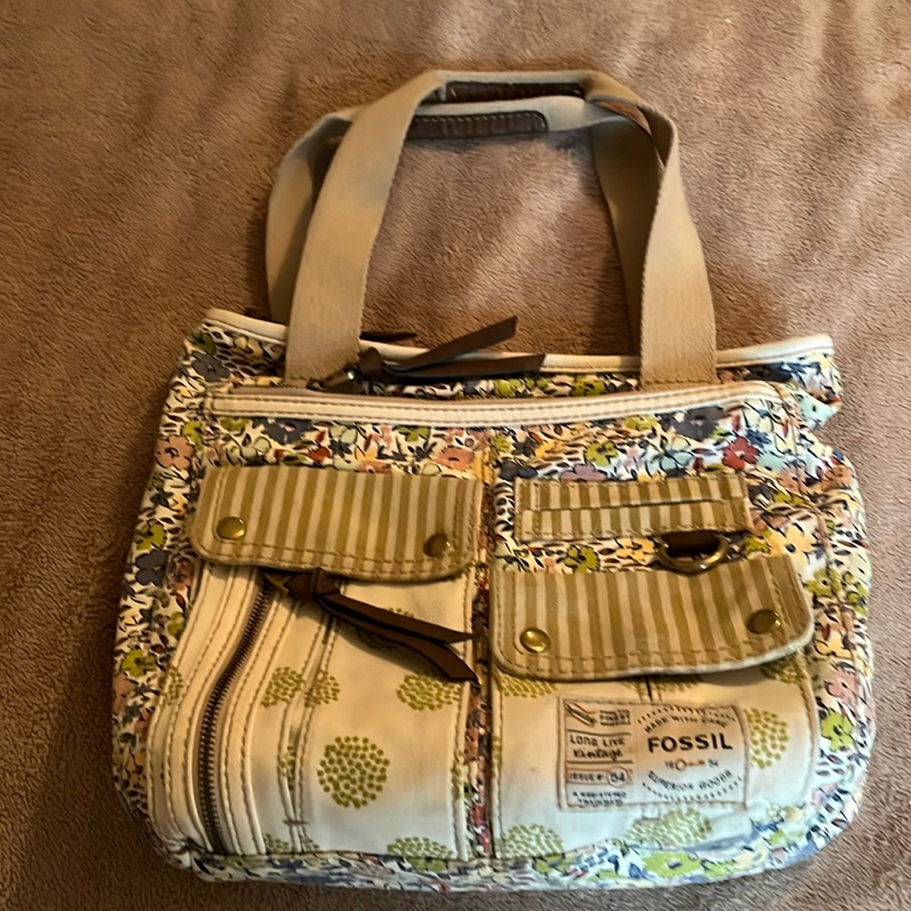 Fossil large pastel floral purse